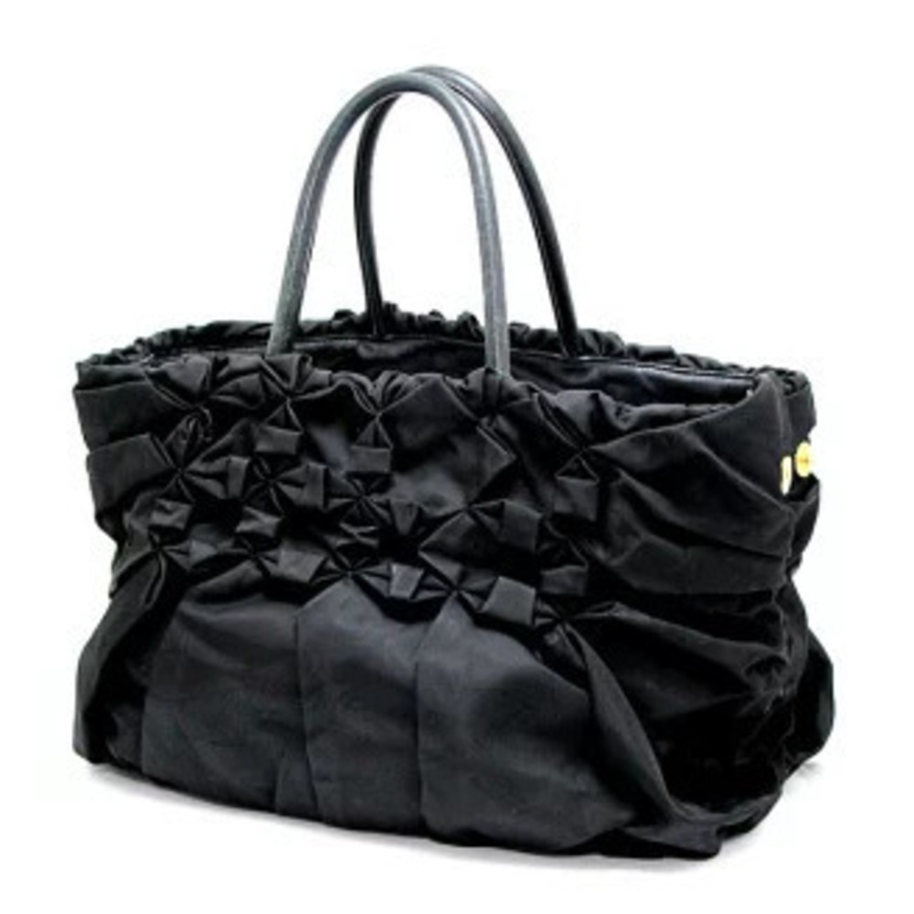 Prada Frill Tote Bag Handbag Black - Picture 3 of 7